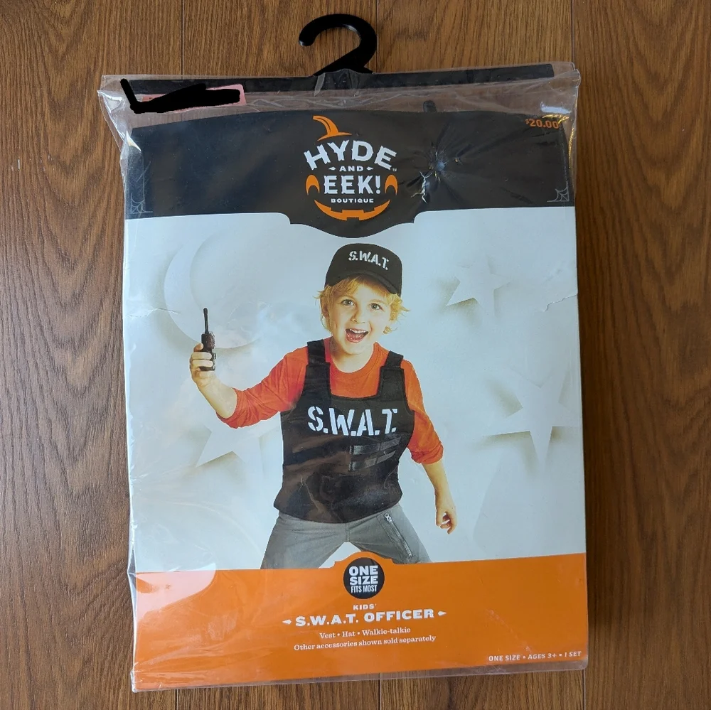 Hyde & Eek! S.W.A.T. Officer Costume Black OSFM NWT